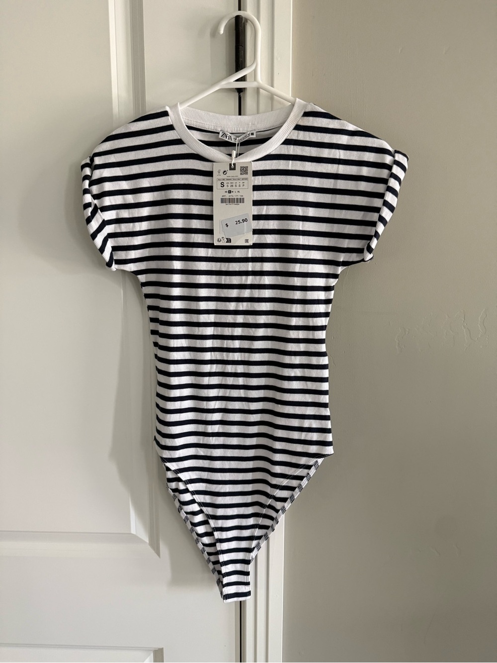 Zara Navy and White Striped One-Piece Bodysuit, S, NWT